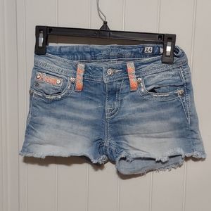Miss Me Denim Skorts with Orange Details